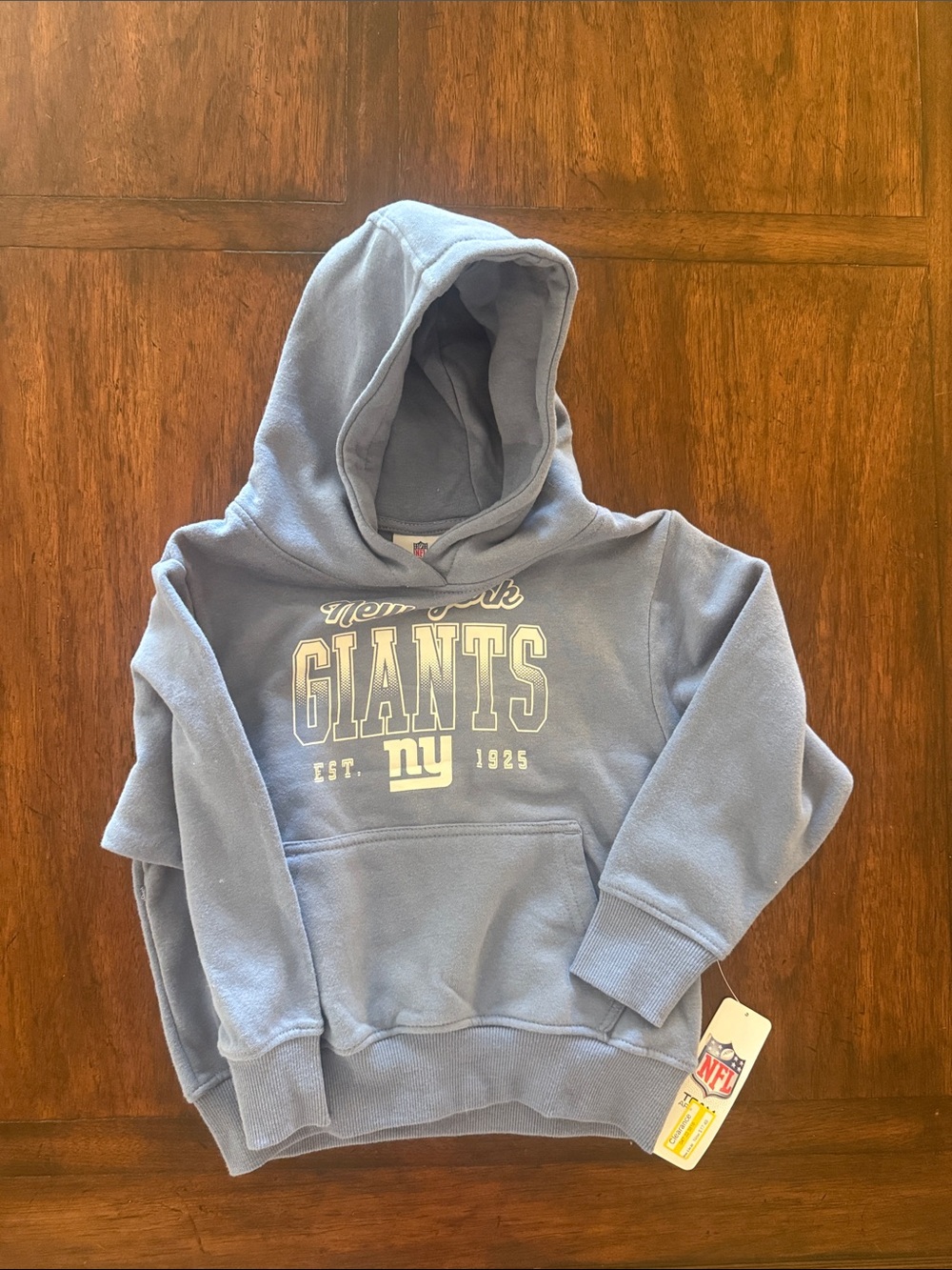 NFL Light Blue New York Giants Pullover Hoodie, Size 4/5T